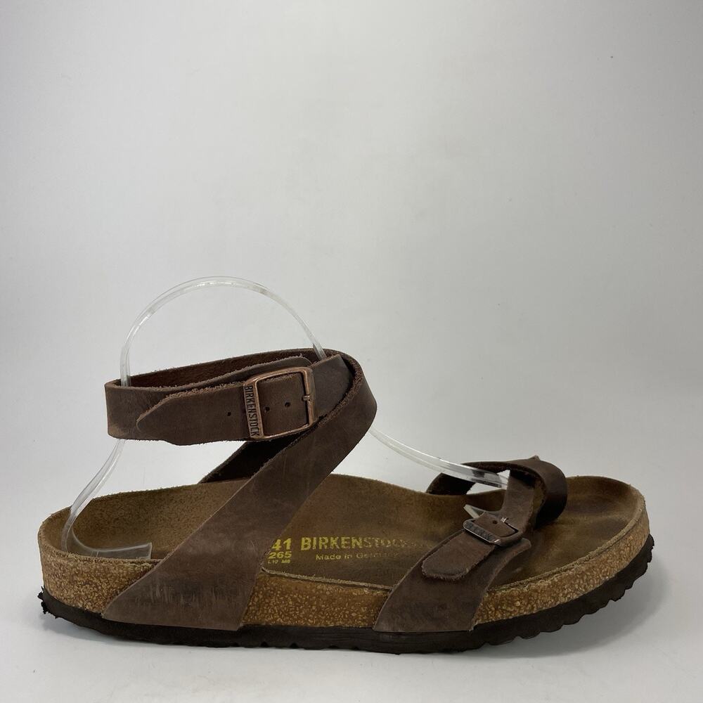 Birkenstock Yara Brown Oiled Leather Sandals Womens Size 41, 10-10.5 Toe Loop